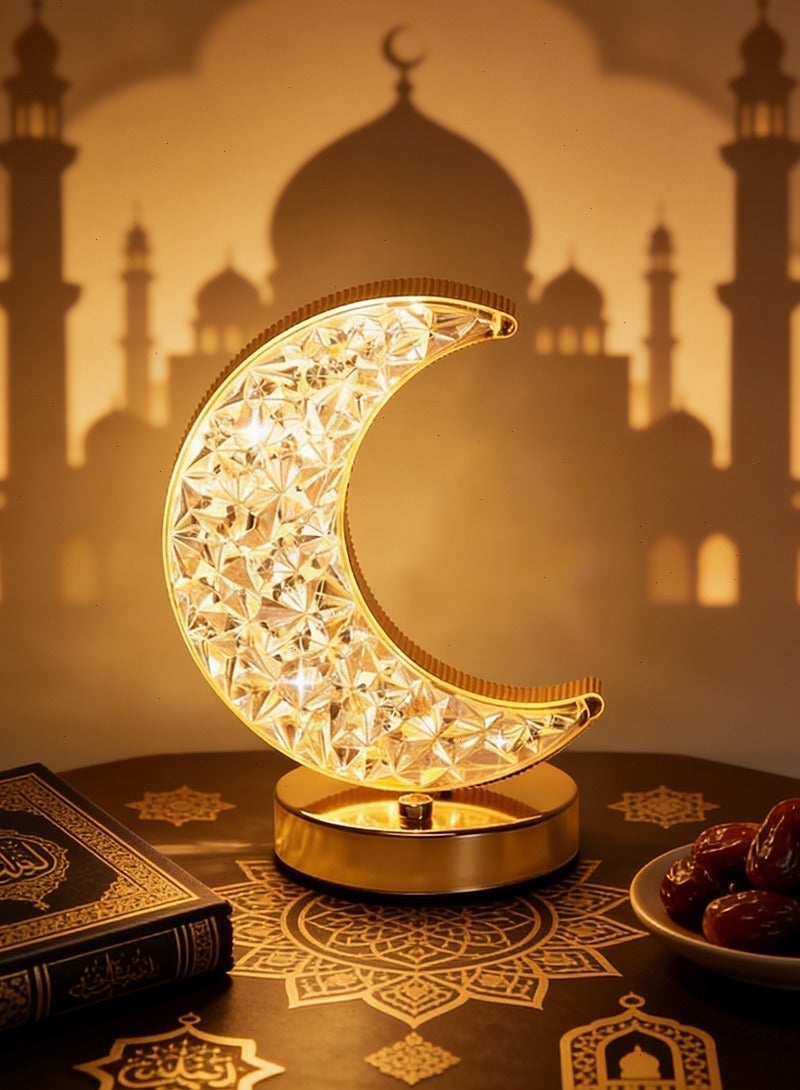 Yoawllty Ramadan Decorations, Ramadan Lights, Ramadan Decorations LED Crystal Moon Shape Night Light, Touch Night Lamp for Bedroom, Living Room - Image 4